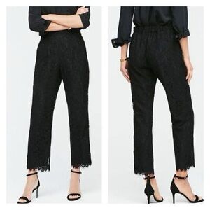 J. Crew High-rise Pull-on Peyton Wide-leg Pants in Black Lace Size 8 Tall